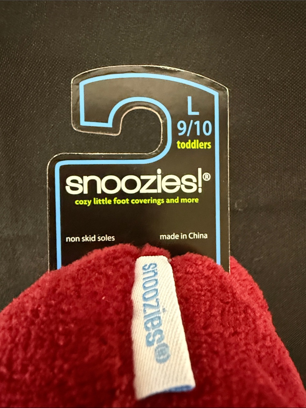 Snoozies! Toddlers' Red Fuzzy Slippers with Black Lining - Size 9/10 - Picture 2 of 5